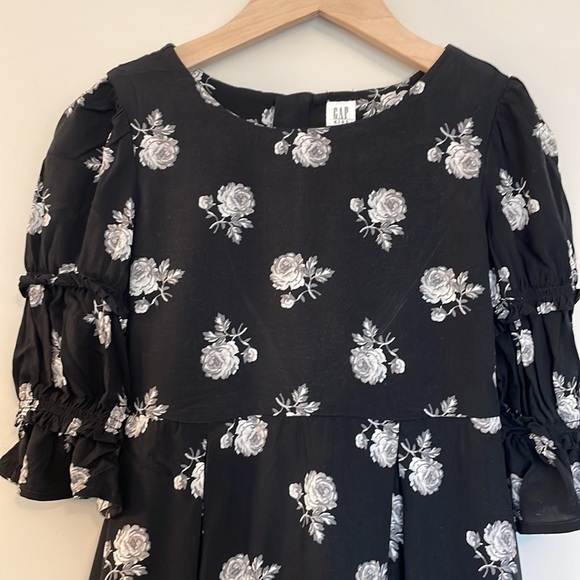 Gap Girls Black and White Floral Dress M Medium Holiday - Picture 2 of 5